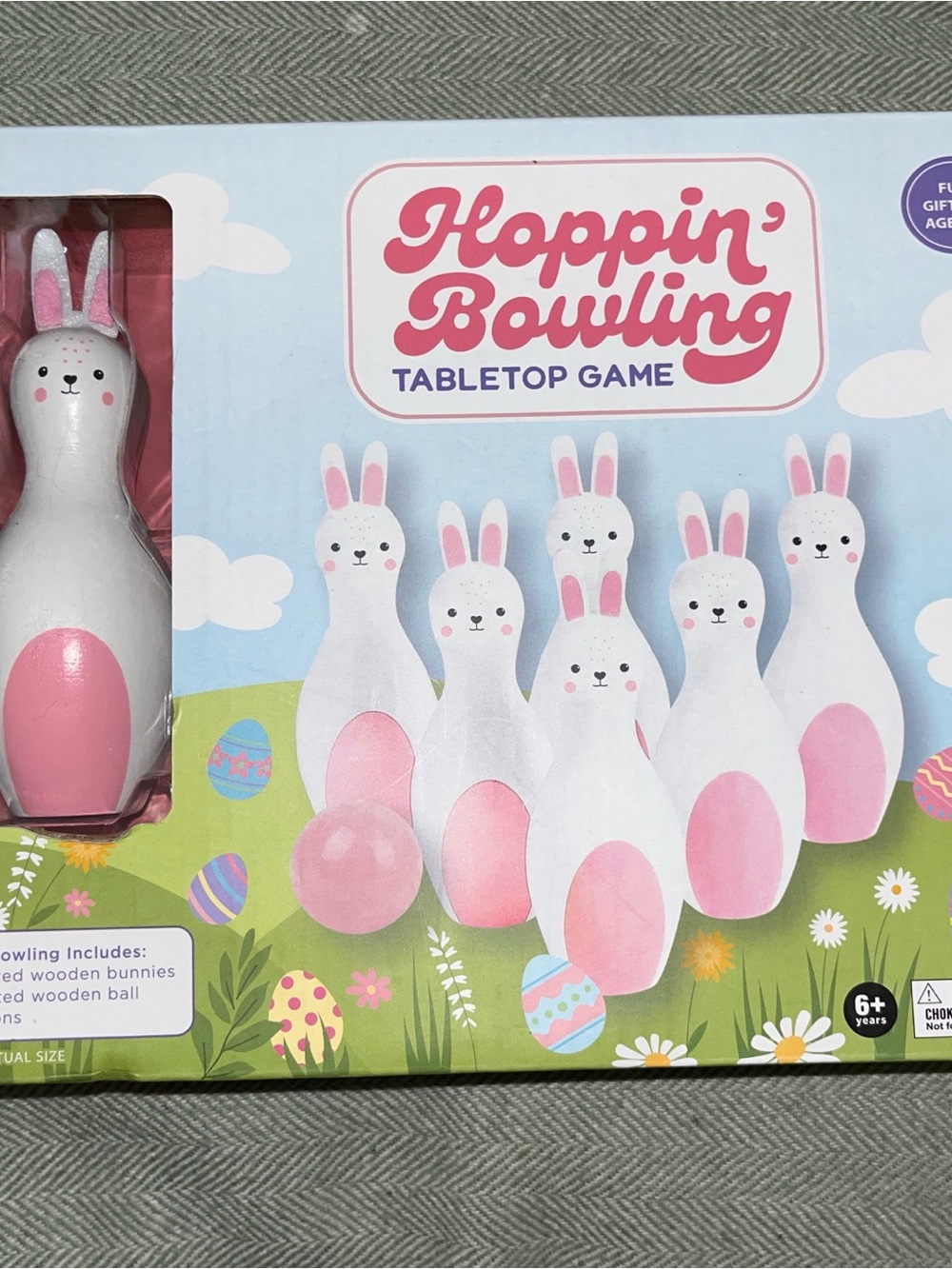 Eccolo Hoppin' Bowling Tabletop Game - White & Pink Bunny Bowling Set